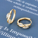 Karika 14K aranyozott ezüst fülbevaló - 1 karátos Moissanite gyémánt kövekkel - Image 3