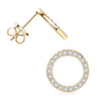 Karika 14K aranyozott bedugós ezüst fülbevaló - 0.5 karátos Moissanite gyémánt kövekkel - Image 2