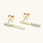 14K aranyozott lógós ezüst fülbevaló - 1.8 karátos Moissanite gyémánt kövekkel - Image 3