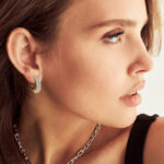 18K aranyozott karika ezüst fülbevaló - 3 karátos Moissanite gyémánt kövekkel - Image 5