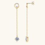 14K aranyozott lógós ezüst fülbevaló - 2 karátos Moissanite gyémánt kövekkel - Image 2