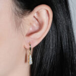 Hosszú 14K aranyozott lógós ezüst fülbevaló - 1.5 karátos Moissanite gyémánt kövekkel - Image 5