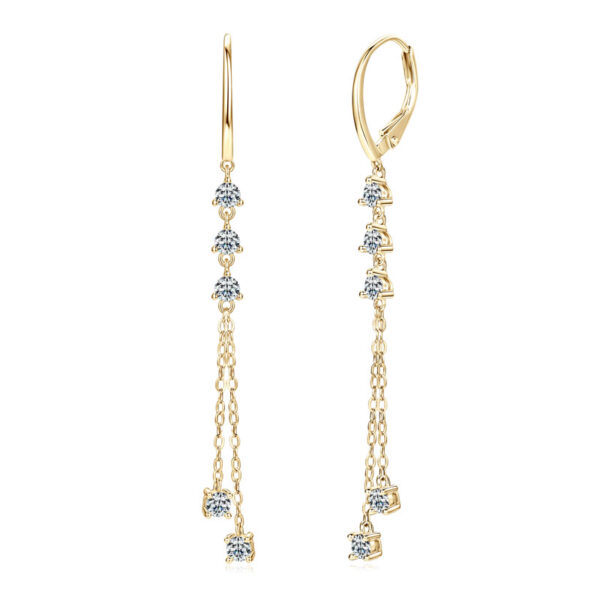 Swarovski ékszerek | Ékszershop - Ekszerwebshop.hu Hosszú 14K aranyozott lógós ezüst fülbevaló - 1 karátos Moissanite gyémánt kövekkel