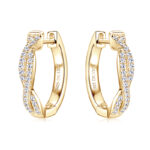 14K aranyozott karika ezüt fülbevaló - Moissanite gyémánt kövekkel, női