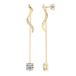 Hosszú 14K aranyozott lógós ezüst fülbevaló - 2 karátos Moissanite gyémánt kövekkel - Image 2