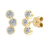 Félkör 14K aranyozott bedugós ezüst fülbevaló - 0.6 karátos Moissanite gyémánt kövekkel