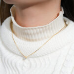 14K aranyozott ezüst nyaklánc - 1 karátos Moissanite gyémánt köves kerek medállal - Image 5