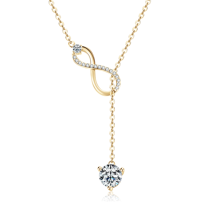 1 karátos Moissanite gyémánt 925 ezüst nyaklánc végtelen medállal 1 karátos Moissanite gyémánt 925 ezüst nyaklánc végtelen medállal