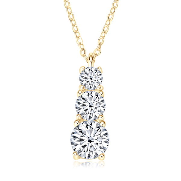 14K aranyozott 1.8 karátos Moissanite gyémánt 925 ezüst nyaklánc hosszú medállal