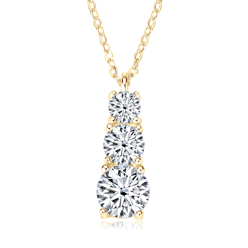 14K aranyozott 1.8 karátos Moissanite gyémánt 925 ezüst nyaklánc hosszú medállal 14K aranyozott 1.8 karátos Moissanite gyémánt 925 ezüst nyaklánc hosszú medállal