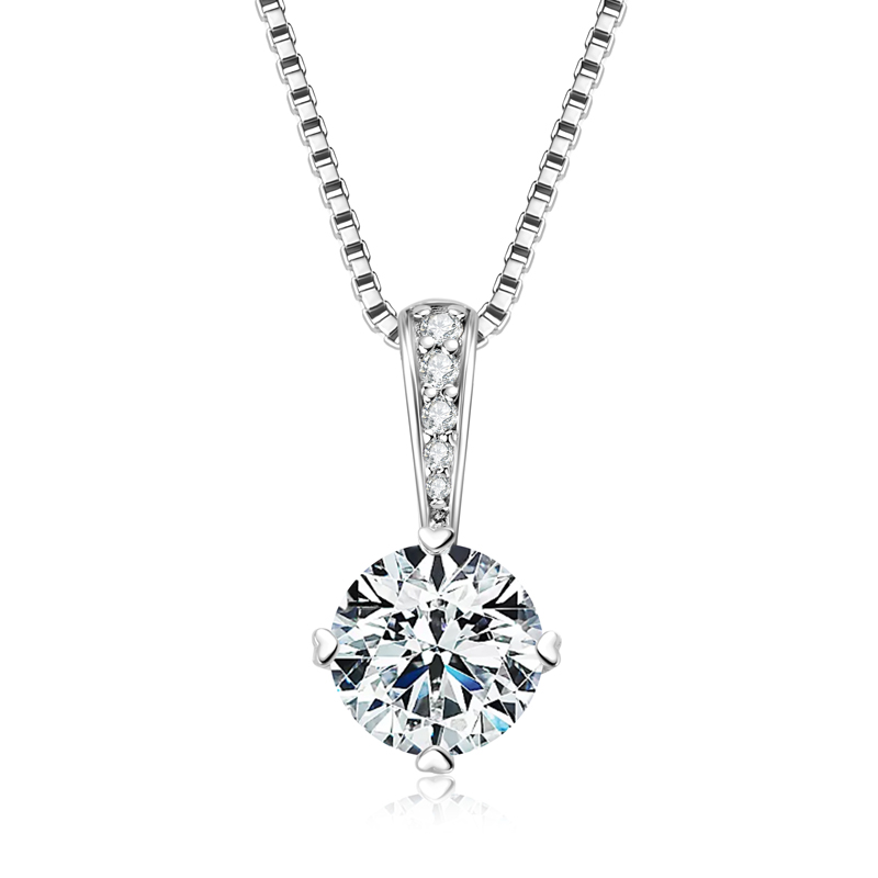 Minimalista 1 karátos Moissanite gyémánt 925 ezüst nyaklánc medállal Minimalista 1 karátos Moissanite gyémánt 925 ezüst nyaklánc medállal