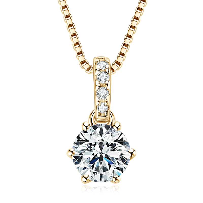 Minimalista 1 karátos Moissanite gyémánt 925 ezüst nyaklánc medállal Minimalista 1 karátos Moissanite gyémánt 925 ezüst nyaklánc medállal