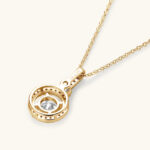 14K aranyozott ezüst nyaklánc - 2 karátos Moissanite gyémánt köves kerek medállal - Image 5