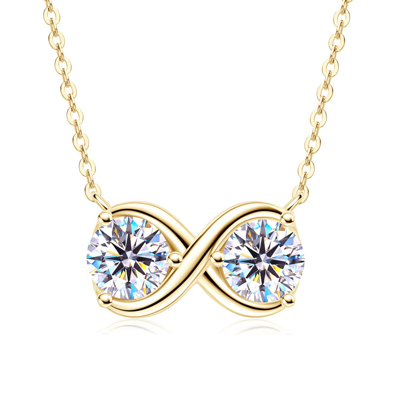 Végtelen 14K aranyozott ezüst nyaklánc 2 karátos Moissanite gyémánt köves medállal