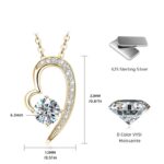 Szív 14K aranyozott ezüst nyaklánc 1 karátos Moissanite gyémánt köves medállal