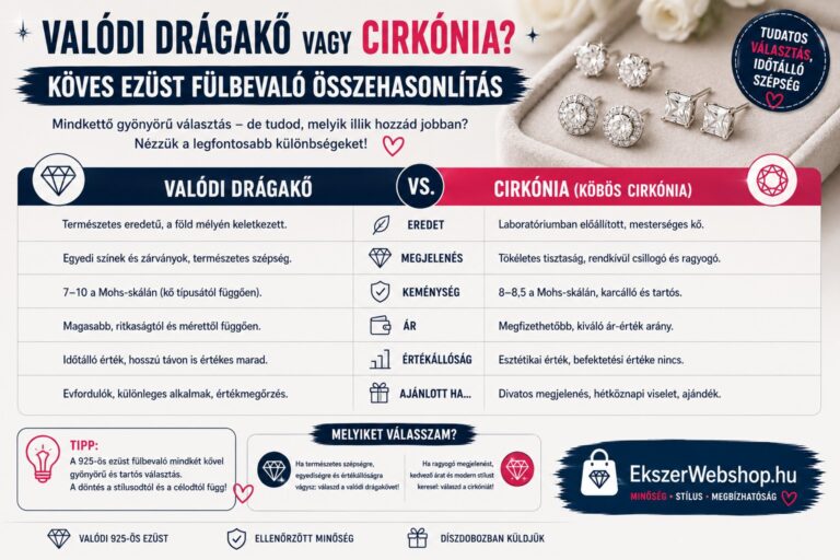 Köves ezüst fülbevaló összehasonlítás - EkszerWebshop.hu