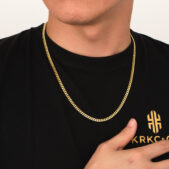 Arany színű kubai nemesacél nyaklánc - 4 mm vastag, 50-55 cm hosszú