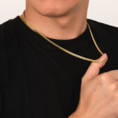 Arany színű kubai nemesacél nyaklánc - 4 mm vastag, 50-55 cm hosszú-4