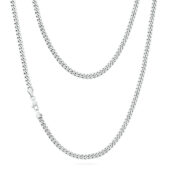 4 mm vastag ezüst színű férfi nemesacél nyaklánc - Kubai lánc - 50 cm hosszú - rozsdamentes