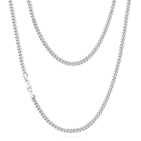 4 mm vastag ezüst színű férfi nemesacél nyaklánc - Kubai lánc - 50 cm hosszú - rozsdamentes