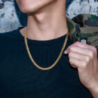 Vastag arany színű kubai nemesacél nyaklánc - 6 mm vastag-4