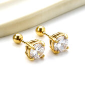 Vízálló 18K aranyozott hipoallergén nemesacél fülbevaló PVD bevonattal - Cirkónia köves