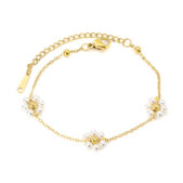 Virágos vízálló 18K aranyozott hipoallergén nemesacél karkötő PVD bevonattal - Flower - EkszerWebshop.hu