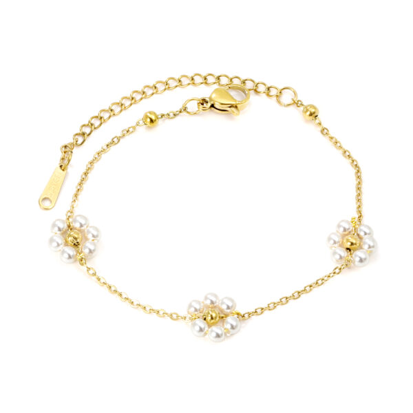 Virágos vízálló 18K aranyozott hipoallergén nemesacél karkötő PVD bevonattal - Flower - EkszerWebshop.hu