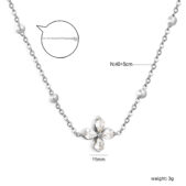 Hipoallergén ezüst színű nemesacél nyaklánc PVD bevonattal - Virág - EkszerWebshop.hu