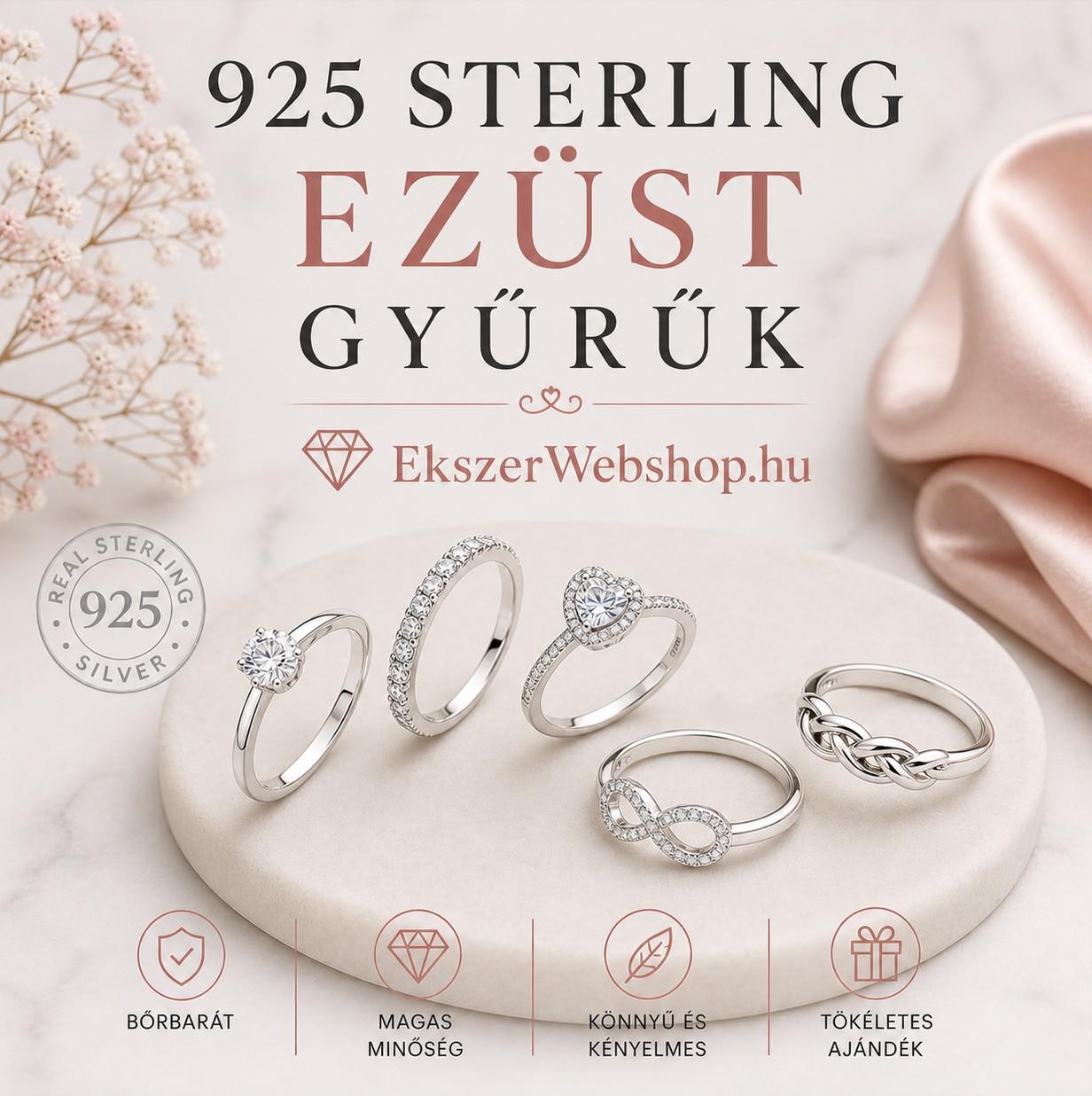 Mire figyelj 925 ezüst ékszerek vásárlásakor? Mit jelent a 925 ezüst vagy a sterling ezüst? - Ekszerwebshop.hu 925 Sterling ezüst gyűrű - EkszerWebshop.hu