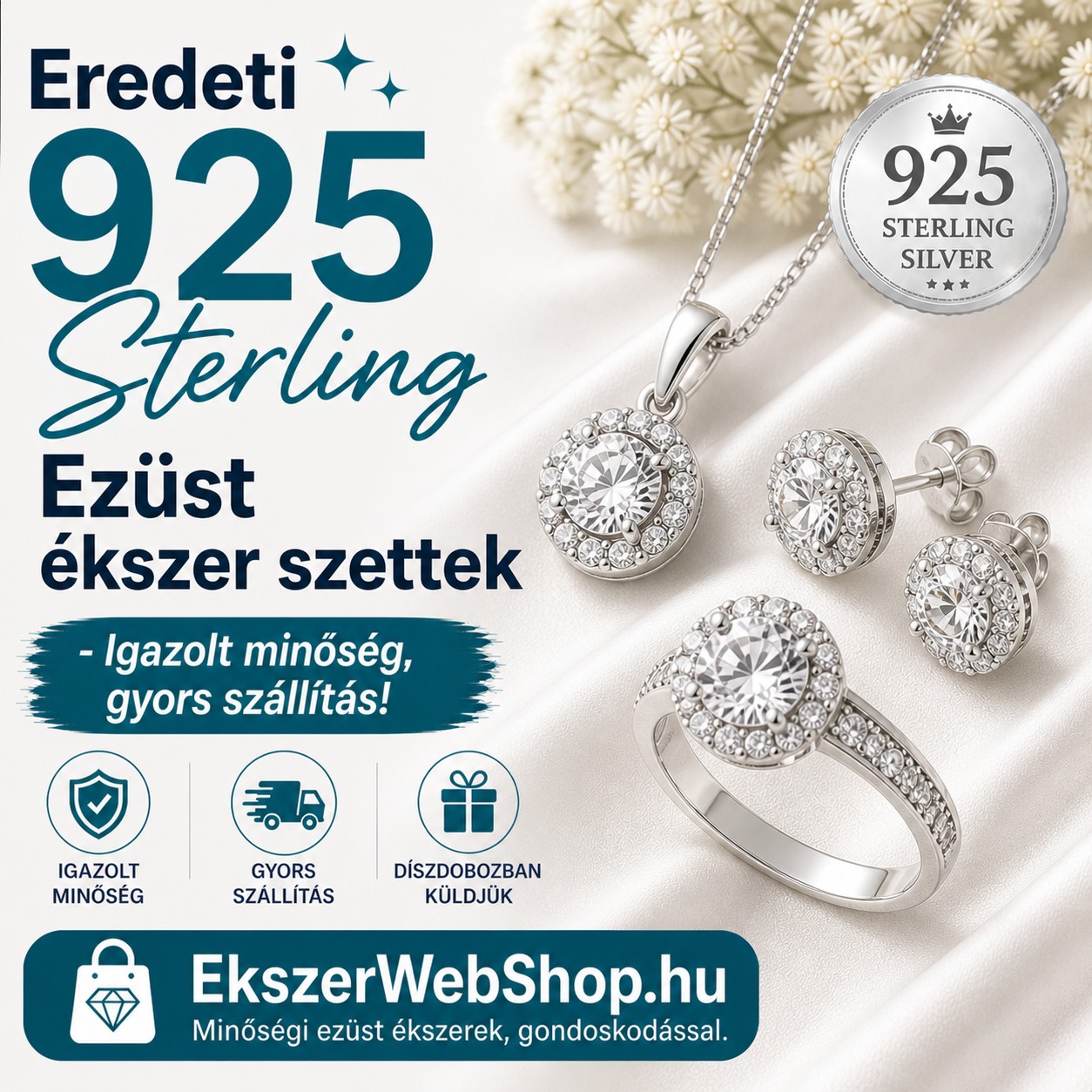 Eredeti 925 Sterling Ezüst ékszer szettek - Igazolt minőség, gyors szállítás - EkszerWebshop.hu - Ezüst ékszer szettek