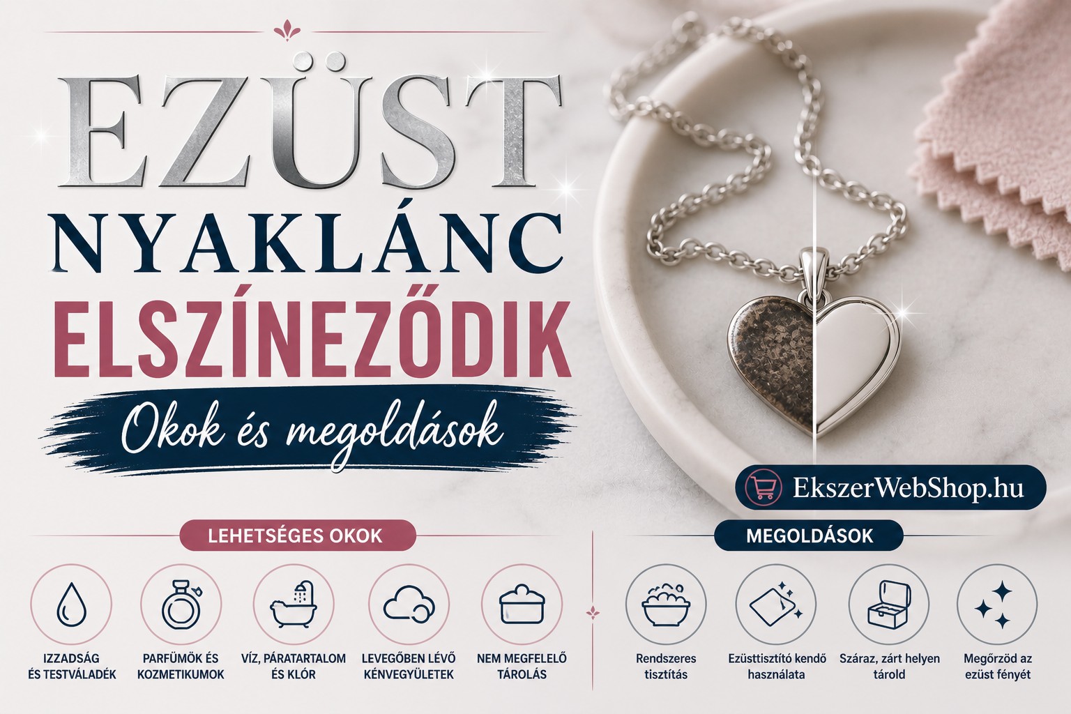 Ezüst nyaklánc elszíneződik - Okok és megoldások - EkszerWebshop.hu