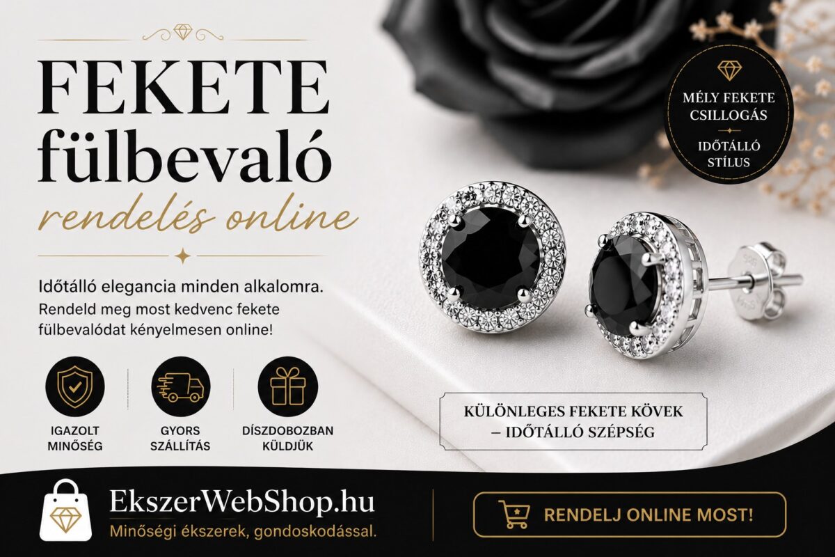 Fekete fülbevaló - EkszerWebshop.hu