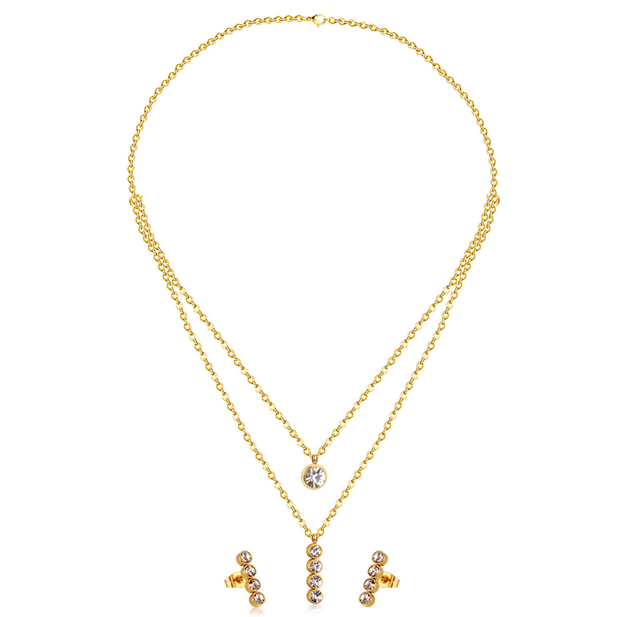 Modern 18K aranyozott vízálló hipoallergén nemesacél szett PVD bevonattal 2 Modern 18K aranyozott vízálló hipoallergén nemesacél szett PVD bevonattal 2