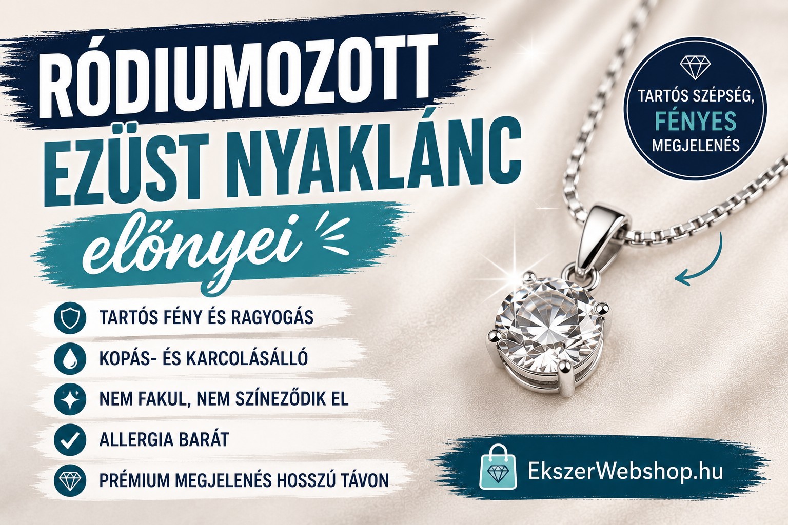 ródiumozott ezüst nyaklánc előnyei - EkszerWebshop.hu