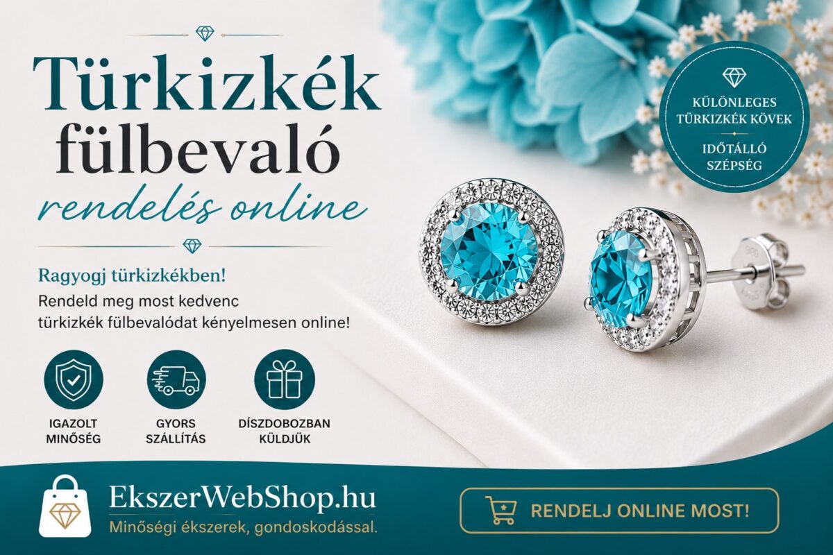 Türkiz eper fülbevaló ajándék díszdobozban - Ekszerwebshop.hu türkizkék fülbevaló - EkszerWebshop.hu