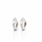 925 sterling ezüst 18K fehér aranyozott háromköves bagett csiszolású cirkónia karika fülbevaló - EkszerWebshop.hu