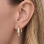 925 sterling ezüst hatszögletű cirkónia köves karika fülbevaló (1.8 cm) - 14K sárgaarany bevonat - EkszerWebshop.hu