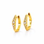 925 sterling ezüst hatszögletű cirkónia köves karika fülbevaló (1.8 cm) - 14K sárgaarany bevonat - EkszerWebshop.hu