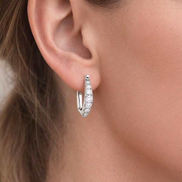 925 sterling ezüst hatszögletű cirkónia köves karika fülbevaló - 18K Fehérarany bevonat - EkszerWebshop.hu