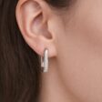 925 sterling ezüst kétszínű szögletes karika fülbevaló (2 cm) - 18K fehérarany bevonatú - EkszerWebshop.hu