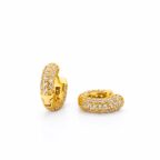 925 sterling ezüst 14K sárga aranyozott domború pavé cirkónia köves karika fülbevaló - EkszerWebshop.hu