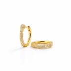 925 sterling ezüst pavé cirkónia köves gömb díszítésű karika fülbevaló - 14K sárgaarany bevonattal - EkszerWebshop.hu