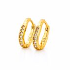 925 sterling ezüst cirkónia köves karika fülbevaló - U alakú, 14K sárgaarany bevonatú - EkszerWebshop.hu