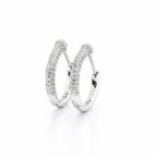 925 sterling ezüst pavé cirkónia köves gömb díszítésű karika fülbevaló - 18K Fehér arany bevonattal - EkszerWebshop.hu