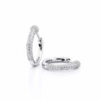 925 sterling ezüst pavé cirkónia köves gömb díszítésű karika fülbevaló - 18K Fehér arany bevonattal - EkszerWebshop.hu