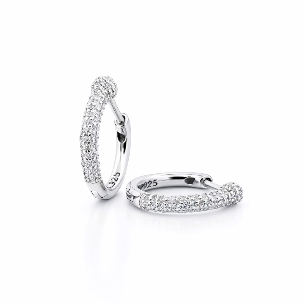 925 sterling ezüst pavé cirkónia köves gömb díszítésű karika fülbevaló - 18K Fehér arany bevonattal - EkszerWebshop.hu 925 sterling ezüst pavé cirkónia köves gömb díszítésű karika fülbevaló - 18K Fehér arany bevonattal - EkszerWebshop.hu