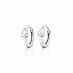 925 sterling Ezüst minimalista cirkónia köves kis karika fülbevaló - Körte kristály - EkszerWebshop.hu