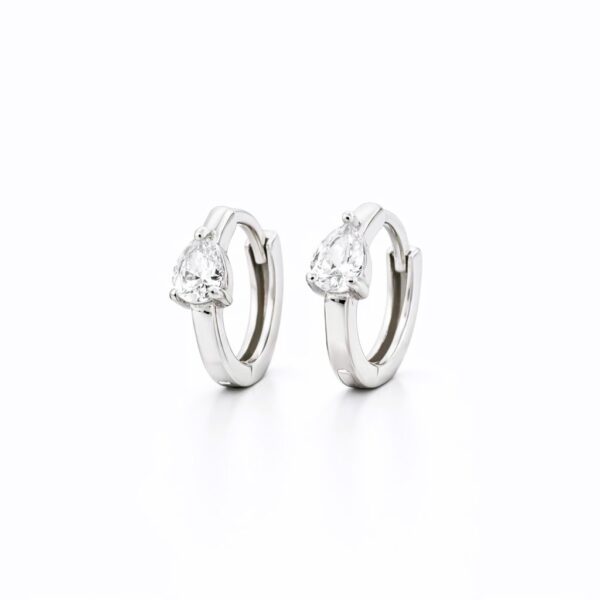 925 sterling Ezüst minimalista cirkónia köves kis karika fülbevaló - Körte kristály - EkszerWebshop.hu