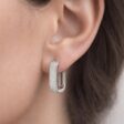 925 sterling ezüst 18K aranyozott pavé cirkónia köves szögletes karika fülbevaló (1.4 cm) - 18K fehérarany bevonat - EkszerWebshop.hu